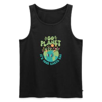 Go Planet C’est votre Jour de la Terre Planète Environnemental - Débardeur bio Premium Homme - noir - Devant - AI Model Male 178 light (178cm)