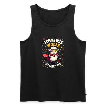 Komme was wolle - Karneval Schaf - Männer Premium Bio Tank Top - Schwarz - Vorne - Michal (187cm)