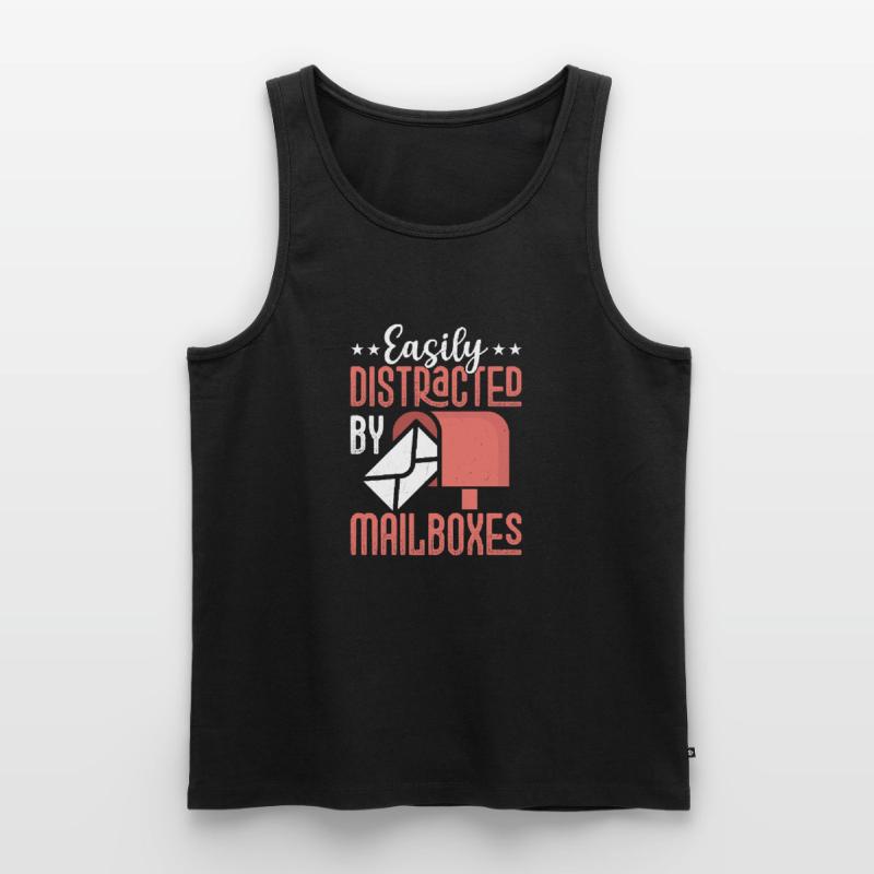 Easily Distracted By Mailboxes Mail Postal Worker Men's Premium Organic Tank Top
