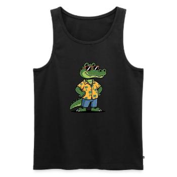 Alligator Funny Summer - Men's Premium Organic Tank Top - black - Front - AI Model Male 178 light (178cm)