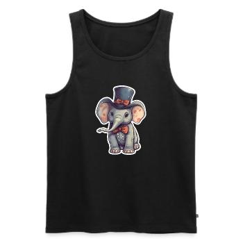 A cute elephant wearing a bowtie - Men's Premium Organic Tank Top - black - Front - AI Model Male 178 light (178cm)