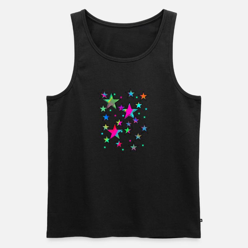 Sterne,stern, bunte Sterne, Neon - Männer Premium Bio Tank Top - Schwarz