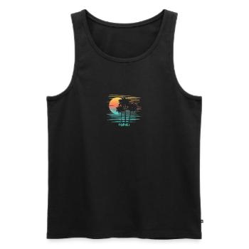 Tahiti Polynesia Stylish Souvenir Vacation - Men's Premium Organic Tank Top - black - Front - Michal (187cm)