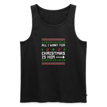 Noël Dicton Amour Couples Cadeau de couple - Débardeur bio Premium Homme - noir - Devant - Michal (187cm)