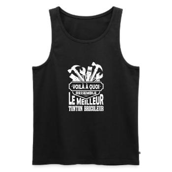 Tonton bricoleur humoristique idée cadeau homme - Débardeur bio Premium Homme - noir - Devant - Michal (187cm)