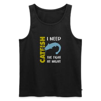 Combat de pêche au poisson-chat avec le poisson-chat fort - Débardeur bio Premium Homme - noir - Devant - AI Model Male 178 light (178cm)