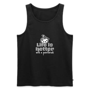 Life is better with a paintbrush - Men's Premium Organic Tank Top - black - Front - AI Model Male 178 light (178cm)