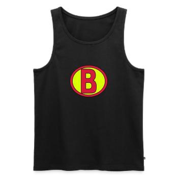 Super, Superheld, Superheldin, Hero, B - Männer Premium Bio Tank Top - Schwarz - Vorne - AI Model Male 178 light (178cm)