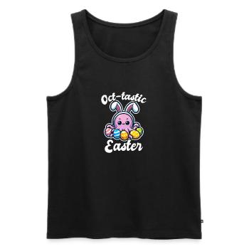 Happy Easter with octopus and colorful eggs - Men's Premium Organic Tank Top - black - Front - AI Model Male 178 light (178cm)