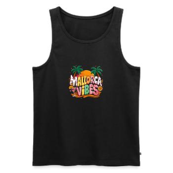 Mallorca Vibes Tropical Sunset Paradise - Men's Premium Organic Tank Top - black - Front - AI Model Male 178 light (178cm)