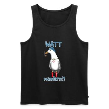 Watt hiking? Seagull Captain Sea - Men's Premium Organic Tank Top - black - Front - AI Model Male 178 light (178cm)