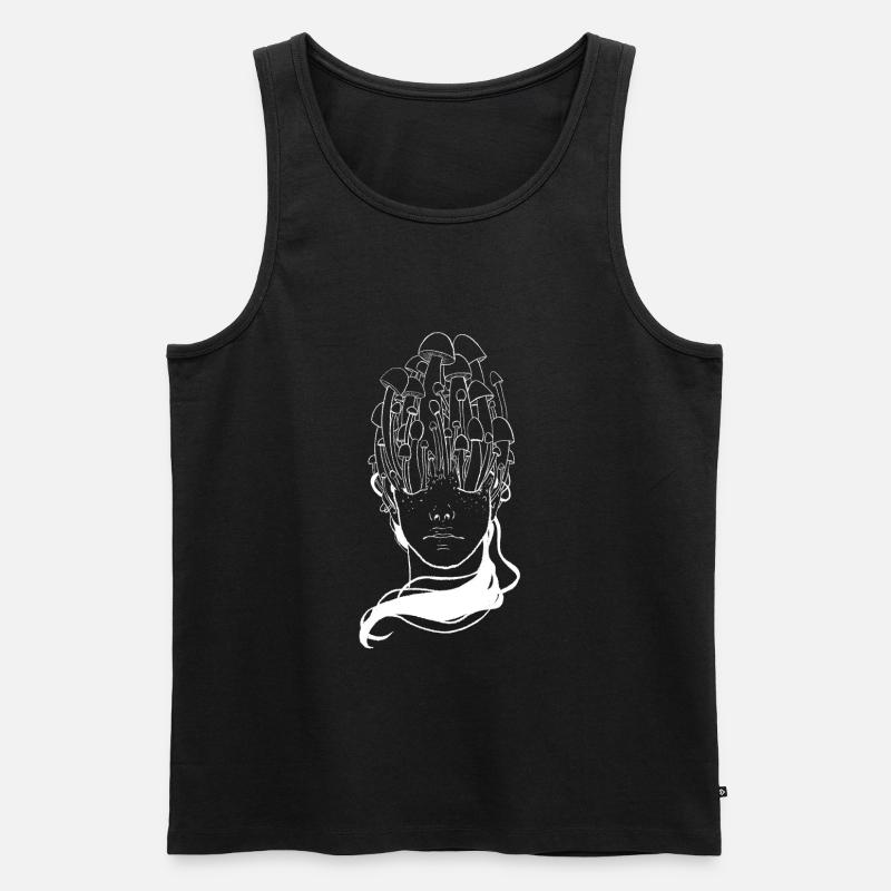Magic Mushroom Head - Männer Premium Bio Tank Top - Schwarz