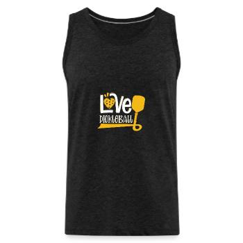 Dear Pickleball - Men's Premium Organic Tank Top - charcoal grey - Front - Alexander (188cm)