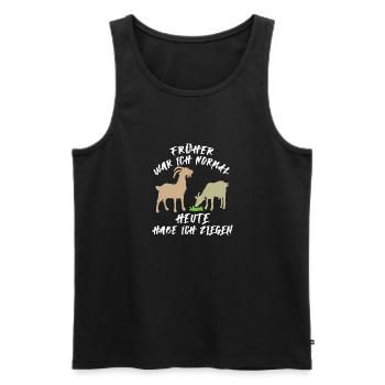 Früher war ich normal heute habe ich Ziegen - Männer Premium Bio Tank Top - Schwarz - Vorne - Michal (187cm)