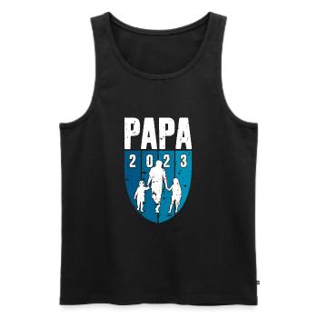 PAPA 2023 FUTUR PÈRE 2 ENFANTS - Débardeur bio Premium Homme - noir - Devant - Michal (187cm)