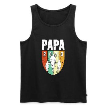 DAD SINCE 2023 - Men's Premium Organic Tank Top - black - Front - AI Model Male 178 light (178cm)