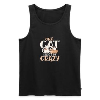 Chat brièvement fou - Débardeur bio Premium Homme - noir - Devant - Michal (187cm)
