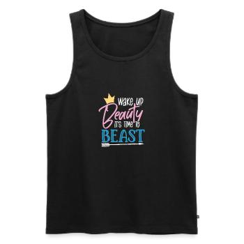 Wake up to beauty - Men's Premium Organic Tank Top - black - Front - AI Model Male 178 light (178cm)