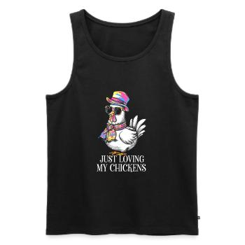 I Love My Chickens - Funny Chickens Cartoon - Men's Premium Organic Tank Top - black - Front - AI Model Male 178 light (178cm)