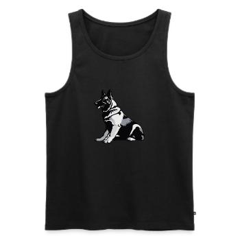 Sitting German Shepherd - Pet Sticker - Men's Premium Organic Tank Top - black - Front - Michal (187cm)