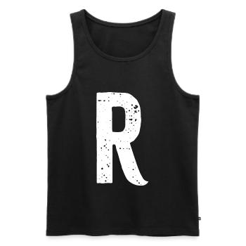 R Letter - Men's Premium Organic Tank Top - black - Front - AI Model Male 178 light (178cm)