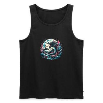 Dragons au clair de lune - Débardeur bio Premium Homme - noir - Devant - Michal (187cm)