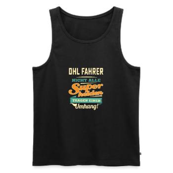 Superhelden Umhang - DHL Fahrer - RAHMENLOS Beruf - Männer Premium Bio Tank Top - Schwarz - Vorne - Michal (187cm)