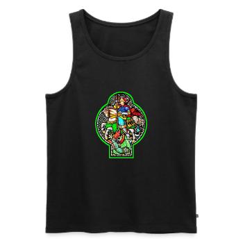 stained glass window saint georg - Men's Premium Organic Tank Top - black - Front - AI Model Male 178 light (178cm)