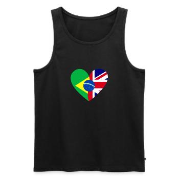 Flag Heart Brasil Great Britain Flag - Débardeur bio Premium Homme - noir - Devant - Michal (187cm)