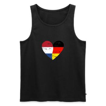 Flag Heart Pays-Bas Allemagne Drapeau - Débardeur bio Premium Homme - noir - Devant - AI Model Male 178 light (178cm)