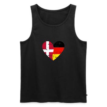 Flag Heart Denmark Germany Flag - Men's Premium Organic Tank Top - black - Front - AI Model Male 178 light (178cm)