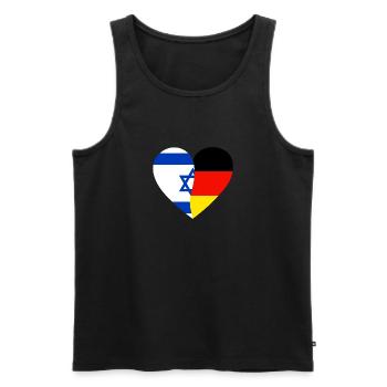 Israel Germany Flag Heart - Men's Premium Organic Tank Top - black - Front - AI Model Male 178 light (178cm)