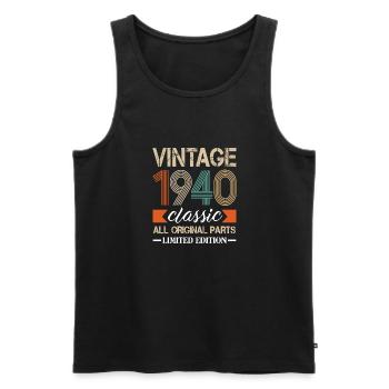 Naissance 1940 naissance anniversaire rétro - Débardeur bio Premium Homme - noir - Devant - Michal (187cm)