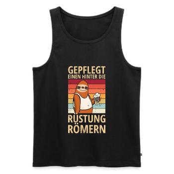 Faultier Spruch hinter die Rüstung Römern Bier - Männer Premium Bio Tank Top - Schwarz - Vorne - Michal (187cm)