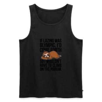 Wenn Faulheit eine Disziplin wäre - Faultier - Männer Premium Bio Tank Top - Schwarz - Vorne - Michal (187cm)