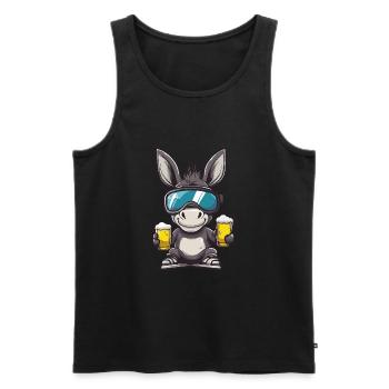 Esel Apres Ski Bier - Männer Premium Bio Tank Top - Schwarz - Vorne - AI Model Male 178 light (178cm)