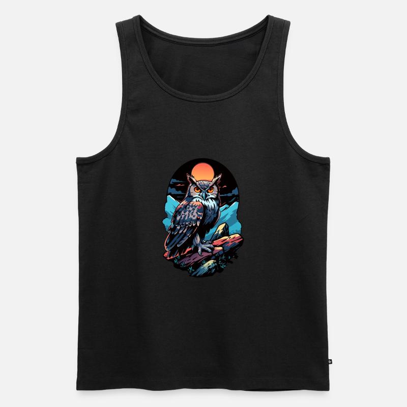 Große Eule Uhu bei Mondlicht - Männer Premium Bio Tank Top - undefined