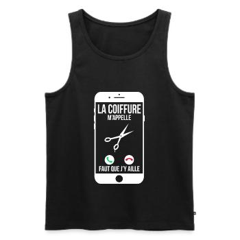 La coiffure m'appelle - Faut que j'y aille - Débardeur bio Premium Homme - noir - Devant - Michal (187cm)