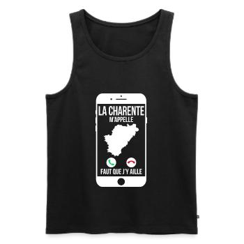 La Charente m'appelle - Faut que j'y aille - Débardeur bio Premium Homme - noir - Devant - AI Model Male 178 light (178cm)
