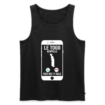 Le Togo m'appelle - Faut que j'y aille - Débardeur bio Premium Homme - noir - Devant - Michal (187cm)