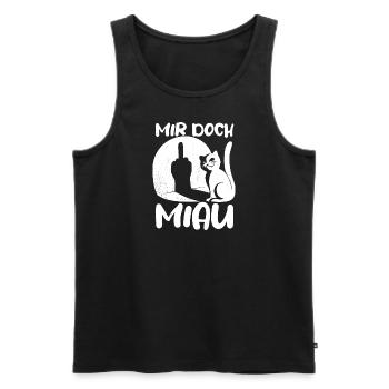 Mir doch Miau - Katze Mittelfinger Spruch - Männer Premium Bio Tank Top - Schwarz - Vorne - Michal (187cm)