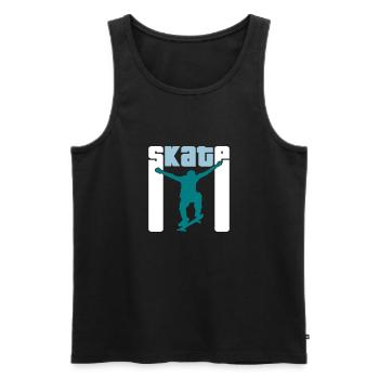 Skate Retro - Skater - Skateboard - Skateboarder - Männer Premium Bio Tank Top - Schwarz - Vorne - AI Model Male 178 light (178cm)
