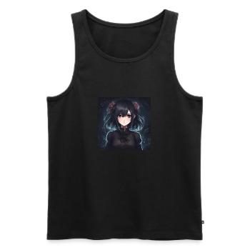 Nettes Mädchen dunkel animiert - Männer Premium Bio Tank Top - Schwarz - Vorne - AI Model Male 178 light (178cm)