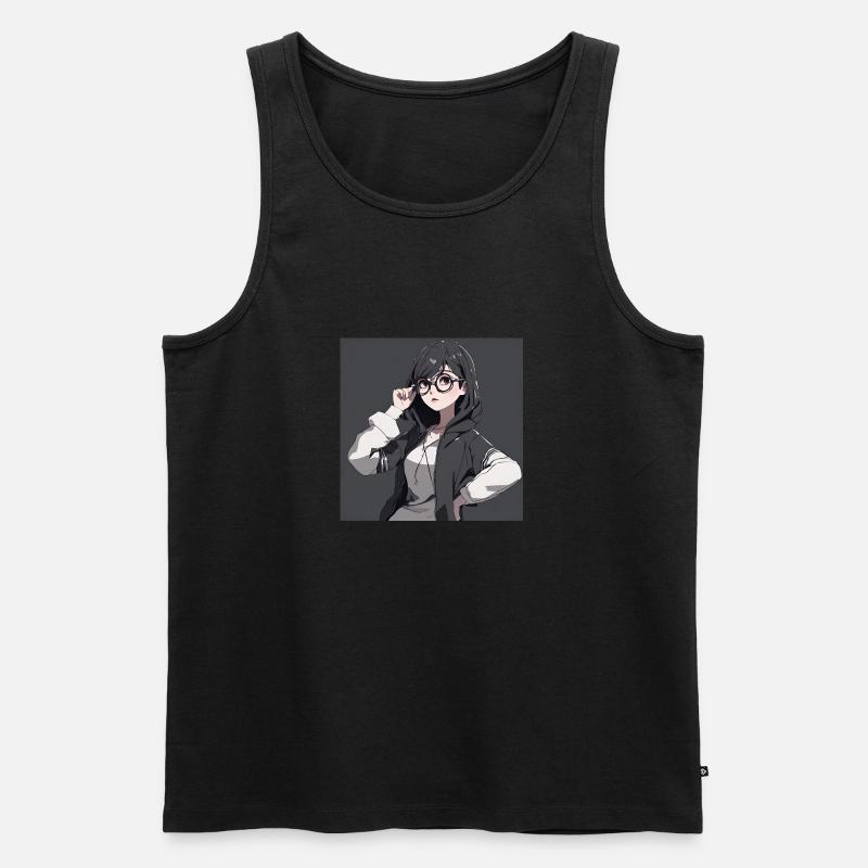 Anime-Geek-Mädchen - Männer Premium Bio Tank Top - Schwarz