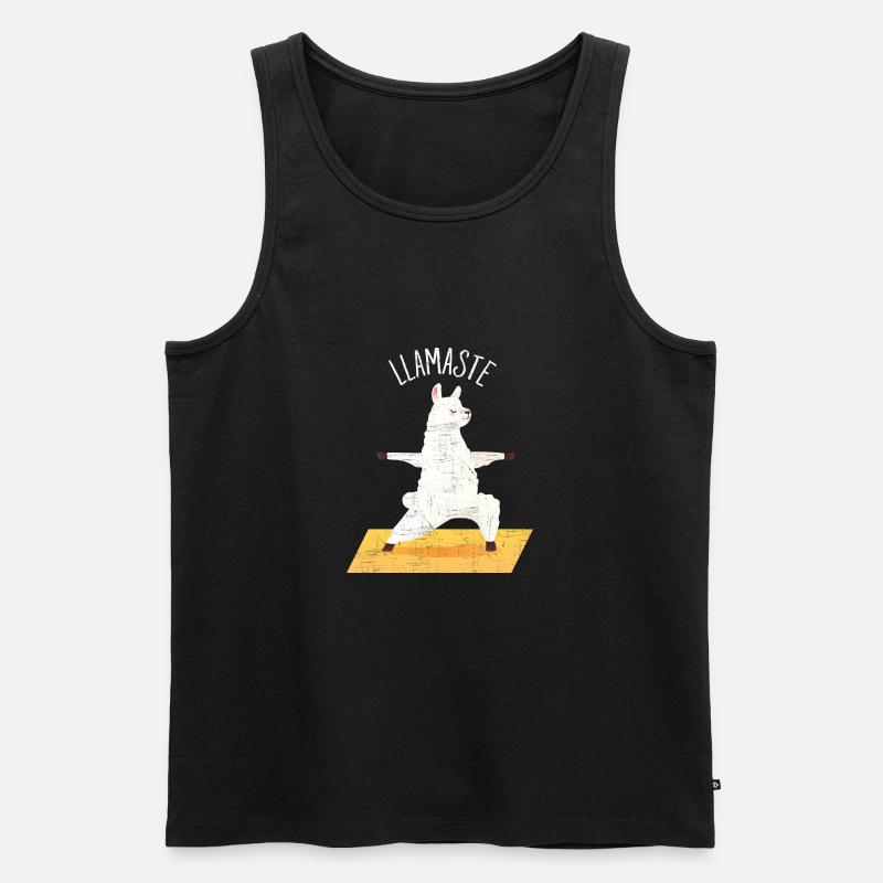 Llamaste | Yoga Llama Design - Männer Premium Bio Tank Top - Schwarz