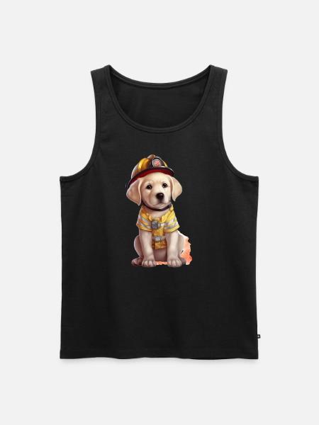 Firefighter cute labrador - Men's Premium Organic Tank Top - black