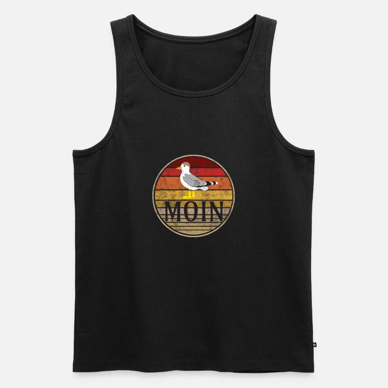 Moin Möwe Retro - Männer Premium Bio Tank Top - Schwarz