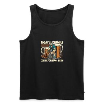 Today's program - coffee, cycling and beer - Men's Premium Organic Tank Top - black - Front - Michal (187cm)