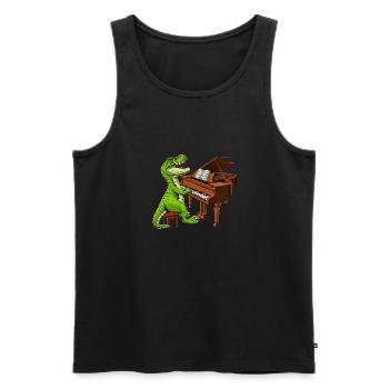 T Rex Dinosaur Playing Piano - Men's Premium Organic Tank Top - black - Front - Michal (187cm)