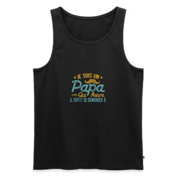 JE SUIS UN PAPA QUI ASSURE PERSONNALISÉ - Débardeur bio Premium Homme - noir - Devant - AI Model Male 178 light (178cm)